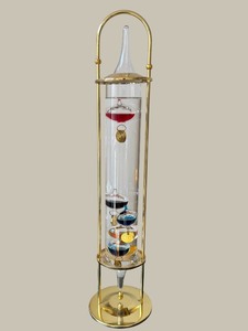 lot 91 image: Vintage 22 Galileo Thermometer with Brass Frame  Decorative Weather Instrument