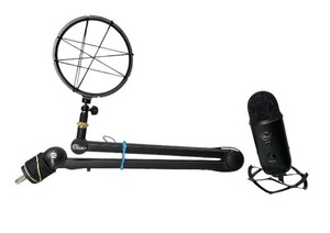 lot 102 image: Blue Yeti USB Microphone with Compass Boom Arm & Radius III Shock Mount  Complete Streaming Bundle