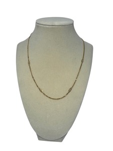 lot 2 image: 18K Yellow Gold Curb Chain Necklace with Decorative Bar Inserts, 18.3 Length, 3.69g, Stamped