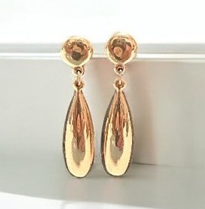 lot 5 image: Elegant 14K Yellow Gold Teardrop Earrings, 2.4g, 1.5 Drop
