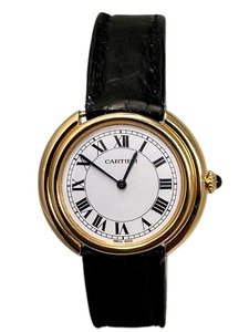 lot 145 image: Rare Vintage 18K Yellow Gold Cartier Vendome 78090, 33mm, Stamped, Original Box & Card