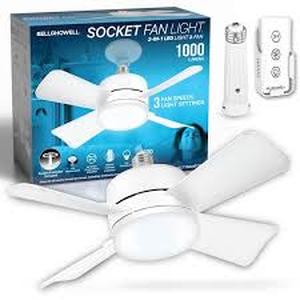 Bell  Howell 15.7 in. Indoor White Ceiling Fan with Remote, LED Light, Socket  Customer Returns See Pictures