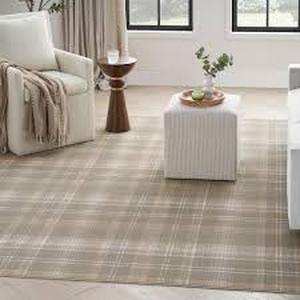 Nourison Grafix Olive 5 ft. x 7 ft. Plaid Contemporary Area Rug  Customer Returns See Pictures