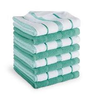 KitchenAid Albany Aqua Sky Striped Cotton Dishcloth Set (8-Pack)   Customer Returns See Pictures