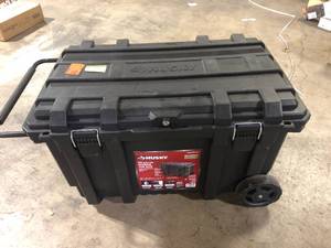 Husky 23 in. 50 Gal. Black Rolling Toolbox with Keyed Lock and Portable Hand Tool Tray Customer Returns See Pictures