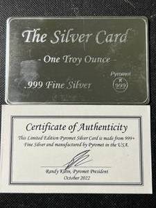 1 TROY OZ .999 FINE SILVER SILVER CARD