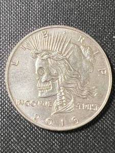 1 TROY OZ .999 FINE SILVER SKELETON PEACE DOLLAR ROUND