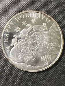 1 TROY OZ .999 FINE SILVER 2022 HAPPY HOLIDAYS ROUND
