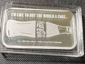 1 TROY OZ .999 FINE SILVER COCA COLA BAR