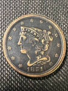 1851 US BRAIDED HAIR HALF CENT
