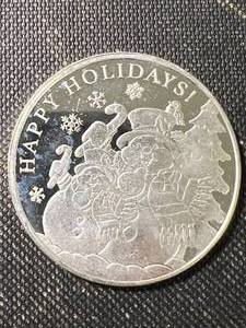 1 TROY OZ .999 FINE SILVER HAPPY HOLIDAYS ROUND