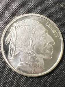 1 TROY OZ .999 FINE SILVER BUFFALO INDIAN ROUND