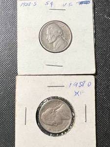 2 US 1938 JEFFERSON NICKELS