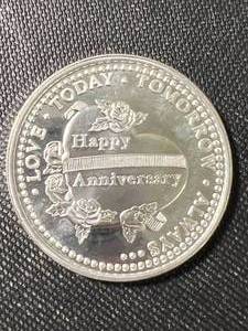 1 TROY OZ .999 FINE SILVER HAPPY ANNIVERSARY ROUND