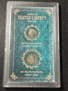 AMERICAS SEATED LIBERTY DESIGNS 2 COIN SET
