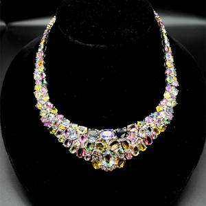 NEW Designer Oscar Friedman Rare 120.65 Carat Unheated Sapphire & Natural Diamond Necklace in Platinum $417,745 Appraisal Included