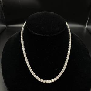 NEW Sheffield & Sons 24.36 Carat Natural Diamond Tennis Chain Necklace in 14k White Gold $91,156 Appraisal Included