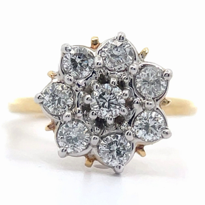 1 Carat Natural Diamond Flower Bouquet Cluster Ring in 14k Yellow Gold $2,899 Retail VIDEO