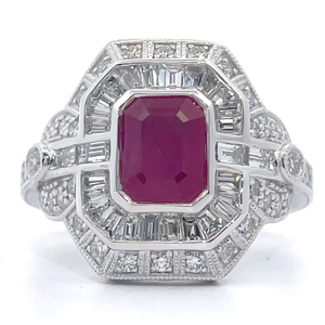 NEW Designer Oscar Friedman 2.99 Carat Rare Burmese Ruby & Natural Diamond Art Deco Ring in Platinum w GIA Report $25,347 Appraisal Included VIDEO