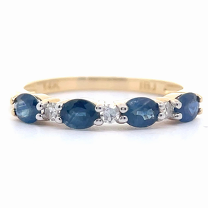 Oval Blue Sapphire & Natural Diamond Ring in 14k Yellow Gold $1,650 Retail