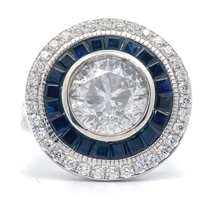 4.75 Carat Natural Diamond & Natural Blue Sapphire Cluster Ring in 18k White Gold $44,350 Appraisal Included VIDEO