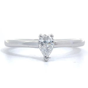 Pear Solitaire 0.25 Carat Diamond Ring in 14k White Gold