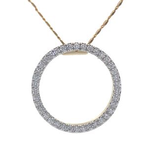 0.50 Carat Diamond Eternity Circle Infinity Wreath Pendant Necklace in Yellow Gold VIDEO