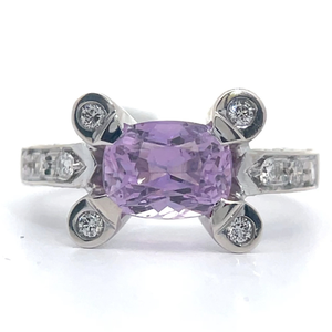 2.84 Carat Oval Natural Pink Sapphire & Natural Diamond Ring in 18k White Gold $15,000 Appraisal Included VIDEO