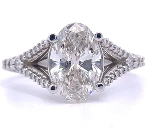 Oval 2.57 Carat Diamond Pav�Split Shank Ring in 14k White Gold $5,500 Retail VIDEO