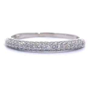 Micro Pav Diamond�Slender Stacking Ring in 14k White Gold VIDEO