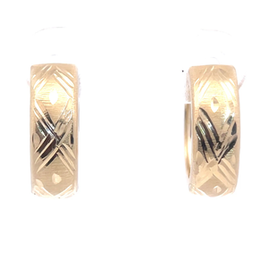 Diamond-Cut Textured Huggie Hoop Earrings in 14k Yellow Gold