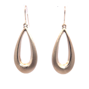 Oblong Teardrop Oval Dangle Drop Earrings in 14k Yellow Gold w Shepherds Hooks