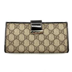 Gucci Brown GG Pattern PVC x Leather Long Wallet - Authentic $600 Retail