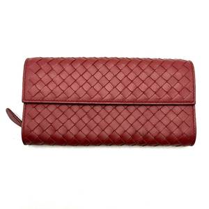 Bottega Veneta Red Intrecciato Leather Long Wallet - Authentic $750 Retail