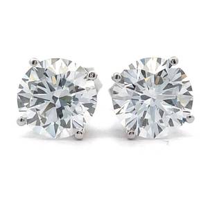 3.00 Carat Diamond Round Brilliant Classic Solitaire Stud Earrings in 14k White Gold $4,695 Retail VIDEO