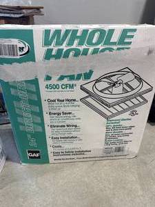 lot 32 image: 4500 CFM Whole House Fan New in Box ($245 retail)