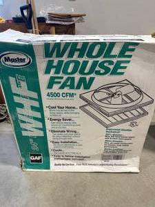 lot 33 image: 4500 CFM Whole House Fan New in Box ($245 retail)