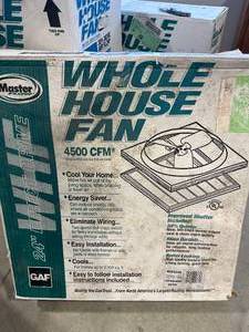 lot 34 image: 4500 CFM Whole House Fan New in Box ($245 retail)