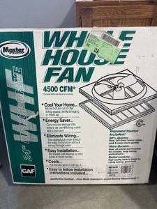 lot 35 image: 4500 CFM Whole House Fan New in Box ($245 retail)
