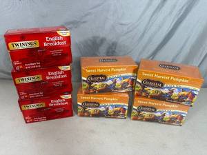 lot 186 image: 7 New Boxes of Black Tea - English Breakfast and Sweet Harvest Pumpkin