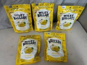 lot 201 image: 5 New Bags of Wiley Wallaby Licorice - Lemonade Flavor
