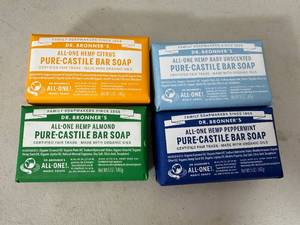 lot 266 image: 4 New Bars of Dr. Bronners Bar Soap