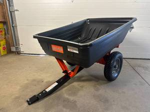 lot 3 image: Brand New Agri-Fab 10-cu ft Plastic Dump Cart  Yard Trailer