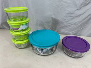 lot 63 image: New Anchor Hocking and Kitchen Classics Glass Food Storage with Lids