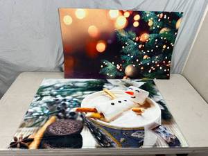 lot 66 image: 2 New Holiday Themed Rugs - One Indoor, One Outdoor