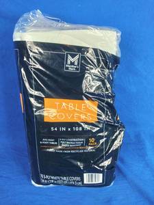 lot 101 image: New Members Mark White 3-Ply Tissue Tablecovers, 54 x 108 (10 Count)