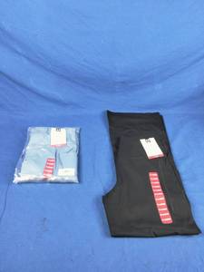 lot 157 image: New 2 Pairs Members Mark Womens Flare Yoga Pant. Size XL. Blue and Black