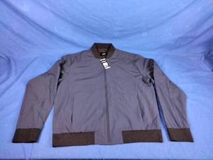 lot 159 image: New Express Mens Lightweight Black Iris Bomber Jacket. Size Large