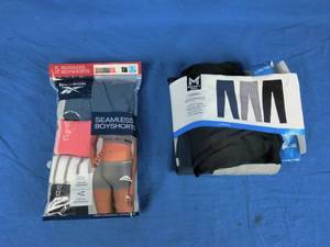 lot 163 image: New 5 Pack Seamless Reebok Boyshorts Size L and 3 Pack Members Mark Leggings Size L