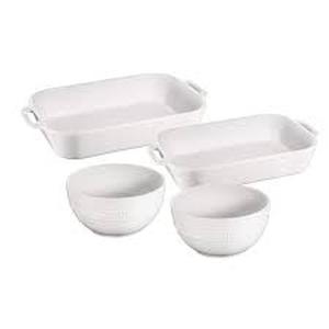 lot 122 image: New Staub Ceramic 4-Piece Baking & Bowls Set
